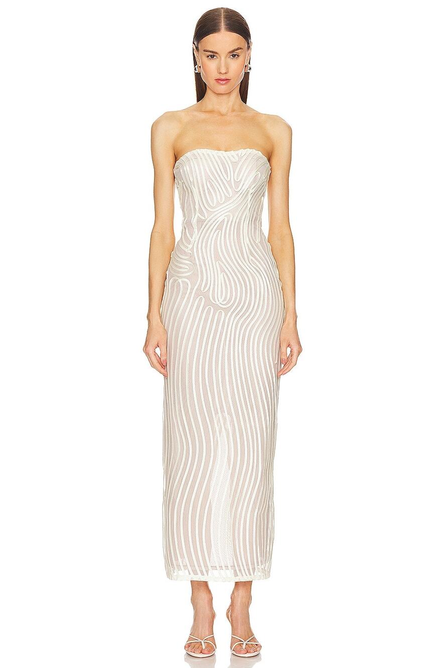 Michael Costello x REVOLVE Opal Midi Ivory Beige Formal Goddess Ethereal NWT XS